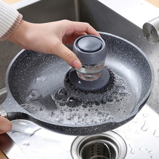 Bàn chải cọ xoong nồi, cọ bếp, cọ rửa bát đĩa có bình đựng xà phòng - Dụng cụ nhà bếp cọ xoong nồi thông minh ALINE