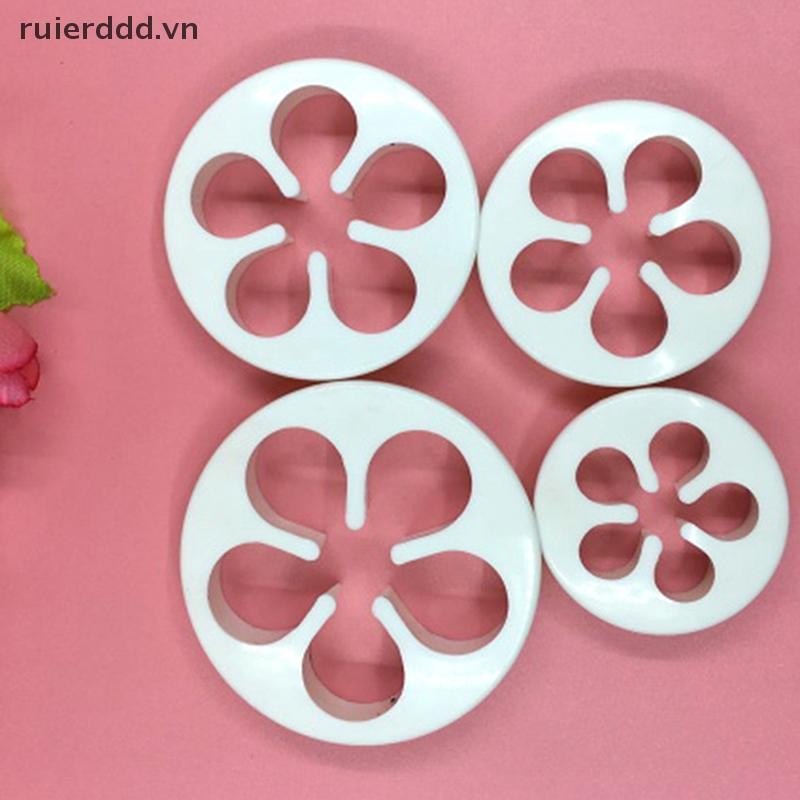 # Mới # 4 Khuôn cắt bánh kẹo mềm hoa hồng Sugarcraft Baking Decorag Tool.