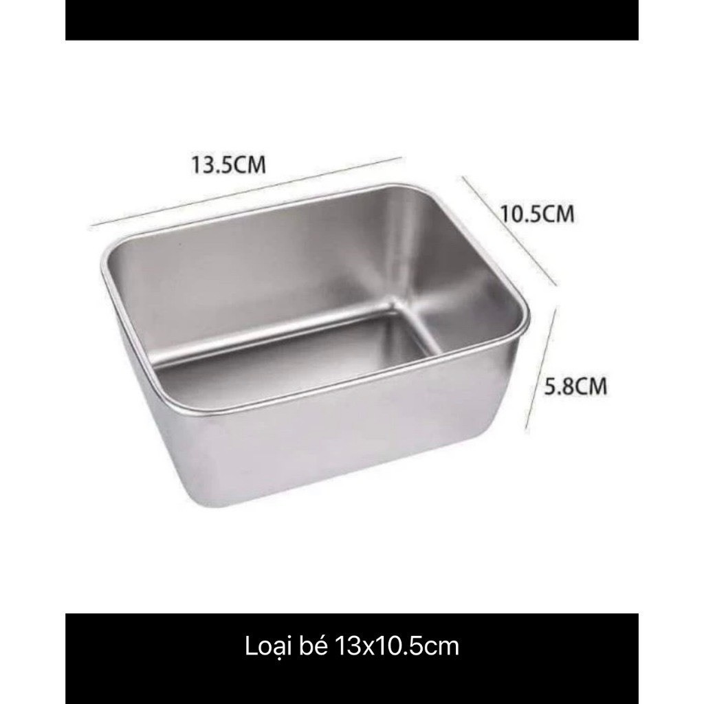 (COMBO 5) KHAY ĐỰNG THỰC PHẨM INOX 304 CÓ NẮP NHỰA - Hộp Bảo Quản Thực Phẩm 3 Size Tiện Lợi 22-24CM