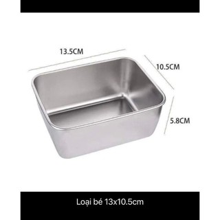 (COMBO 5) KHAY ĐỰNG THỰC PHẨM INOX 304 CÓ NẮP NHỰA - Hộp Bảo Quản Thực Phẩm 3 Size Tiện Lợi 22-24CM