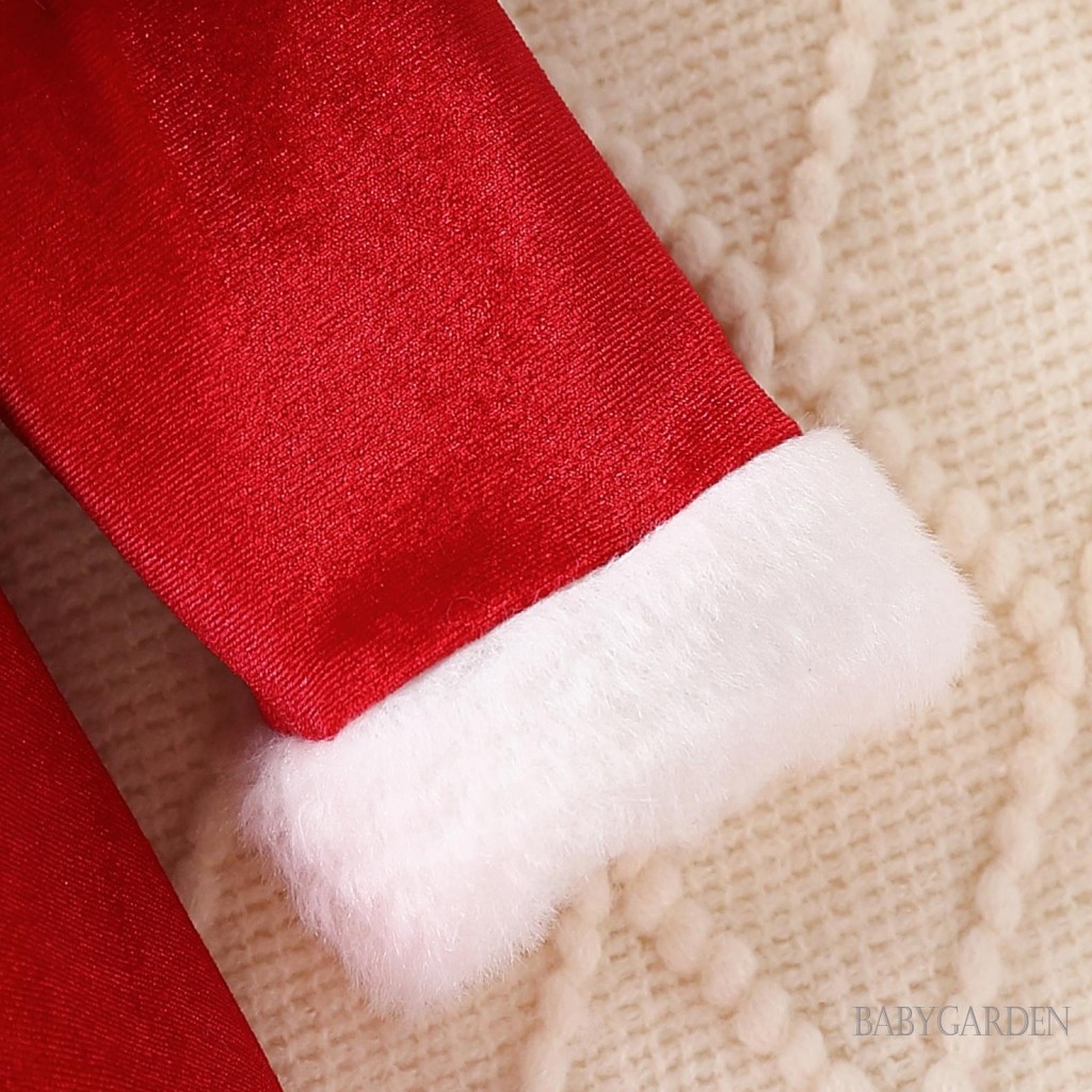 / / -6Month-4 Tuổi Váy cổ tròn dài tay Giáng sinh cho bé gái với mũ ông già Noel và khăn choàng mũi