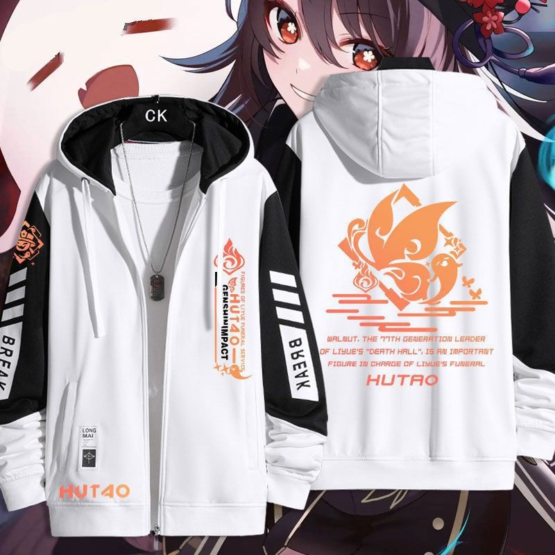 GN Genshin Impact Hu Tao áo khoác dây kéo hoodie unisex dài tay cosplay NG