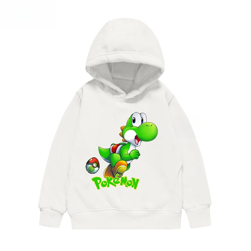 Super Mario Yoshi Và Pokemon Kids Áo Hoodie Thiết kế trò chơi hoạt hình vui nhộn cho bé trai và bé gái