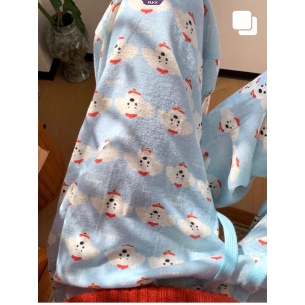Hoạt Hình Dễ Thương In Hình Trái Cây Quần Ngủ Nữ Xuân Thu Size Lớn Nhà Rời Đi Bộ Thường Ngày [BL]
