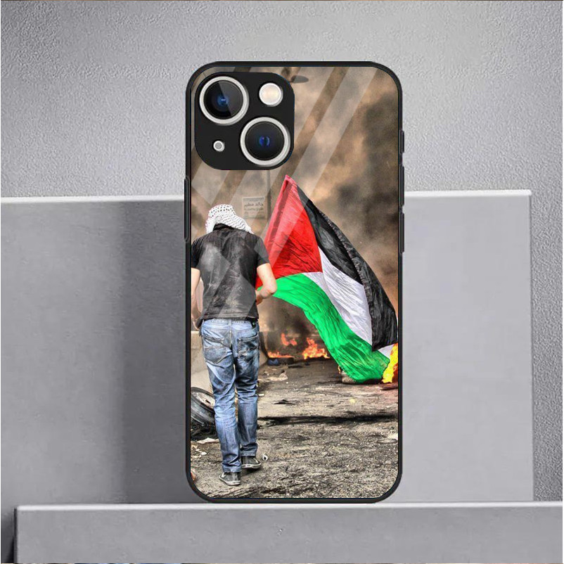Ốp Điện Thoại Kính Cường Lực Palestine Cho IPhone 15 14 13 12 11 Pro XS Max Plus Mini X XR 8 7 6s SE2 / 3