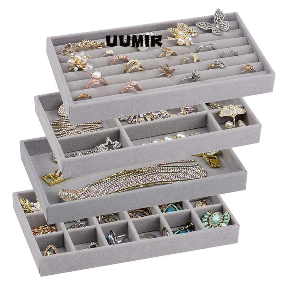 Hộp đựng đồ trang sức nhung, Khay trưng bày vòng cổ có thể xếp chồng lên nhau bằng nhung, Hộp đựng bông tai trưng bày vòng cổ vòng đeo tay
