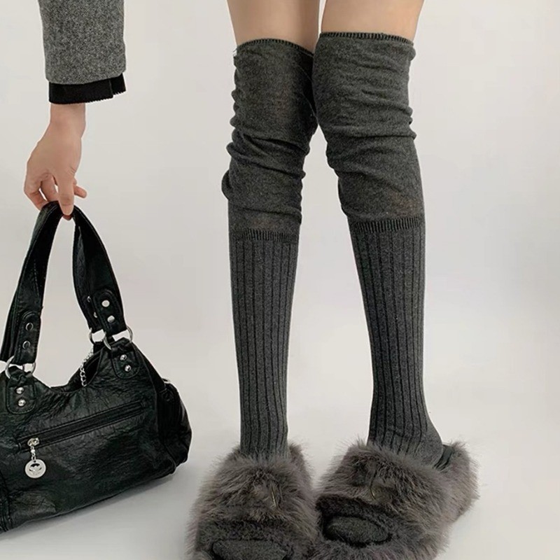 [Đặc sắc] Tất xếp chồng cao đến đầu gối - Tất cao đùi Cotton - Phong cách Nhật Bản, thoáng khí, JK Lolita - Vớ dài đến đầu gối nữ màu trơn