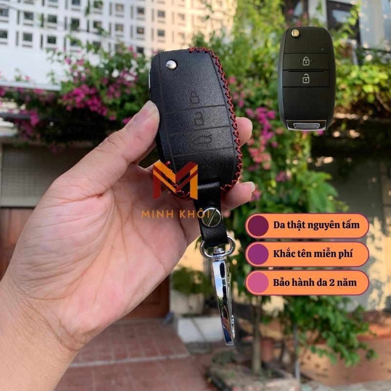 Bao Da Chìa Khoá Xe KIA RIO, MORING, SOLUTO, K200 Da thật nhập khẩu, khâu thủ công