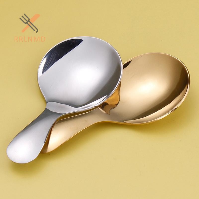 Rrlnmd Dễ Thương Thìa Inox Tay Cầm Ngắn Kem Trà Cà Phê Thìa Trẻ Em Muỗng MỚI