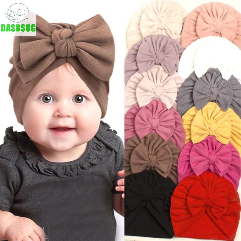 Dasbsug Đáng Yêu Cho Bé Bonnet Màu Trơn Tập Đi Bé Gái Mũ Trẻ Sơ Sinh Công Chúa Mũ Turban