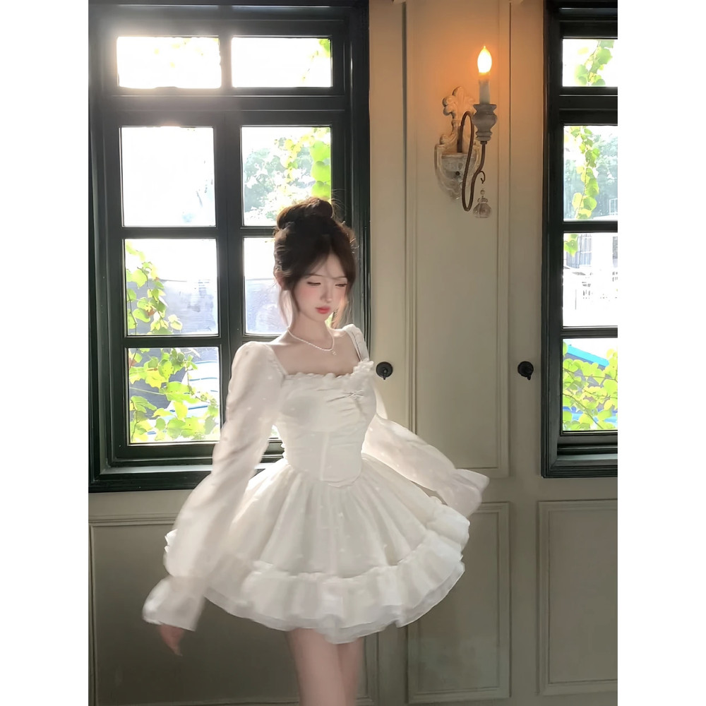 Product image Váy Ngắn Song Thiết Kế Thon Gọn Eo Thon Gọn Mùa Thu Váy Liền Nữ Nhẹ Nhàng Dễ Thương Chân Váy Xếp Ly 3