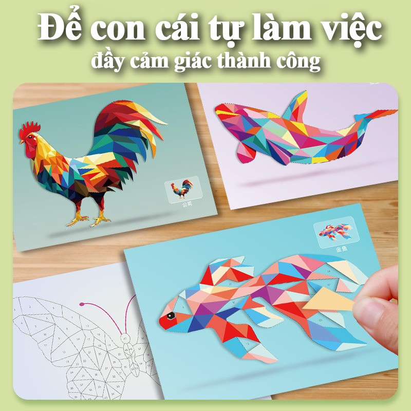 Sticker 3D Xếp Hình Học, Đồ Chơi Phát Triển Trí Tuệ, Hỗ Trợ Giáo Dục Sớm, Dán Tranh & Trang Trí DIY