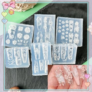 [beautifulhome] Khuôn làm móng 3D silicon hoa hồng nơ, mẫu DIY, tấm dập trang trí nghệ thuật