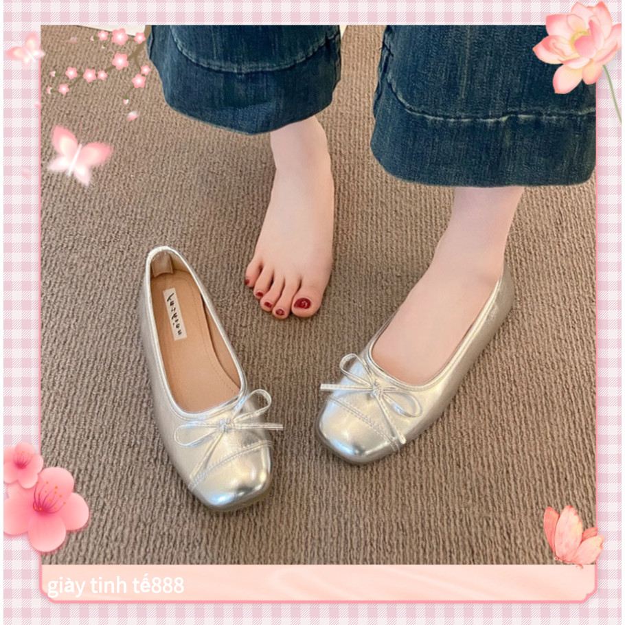 🔥Còn hàng🔥Giày búp bê nữ đế bệt Giày balet nữ Thiết kế nơ đế mềm mại và thoải mái