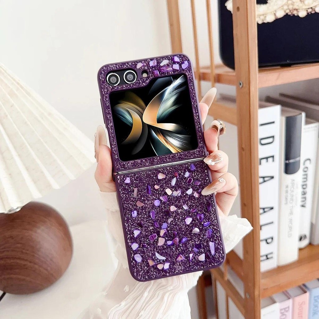Ốp điện thoại TPU mềm viền mềm lấp lánh kim cương rực rỡ cho Samsung Galaxy Z Flip 7 6 5 4 3 Flip7 Flip6 Skin Feel Protection Cover