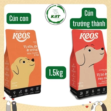 [1.5kg] Hạt thức ăn cho chó KEOS - Dành cho chó con và chó trưởng thành - Gói 1.5kg - KAT Love Pet