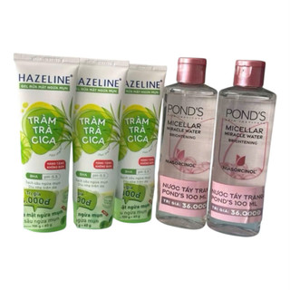 Combo 5 món tiện lợi gồm : 2 Chai tẩy trang Pond's 100ml + 3 Tuýp sữa rửa mặt HA 40g