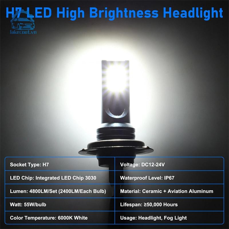 Lat 2 Chiếc H7 LED Bóng Đèn Pha Bộ Đèn Sương Mù Ô Tô 110W Siêu Sáng Chùm Thấp 6000K Chống Thấm Nước Siêu Sáng Cho Xe Phụ Kiện Linh cẩu