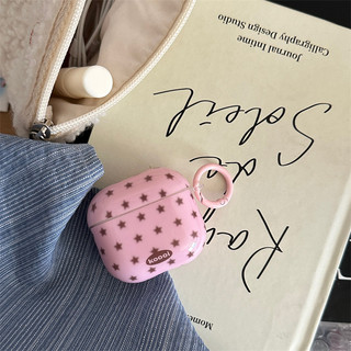 Cà phê màu hồng pentagram cho AirPods 1 / 2 3 Pro Pro2 pro3 Airpod4 Bộ tai nghe Vỏ bảo vệ Bluetooth không dây AirPods Pro i3 i4 pro3 Vỏ bảo vệ tai nghe