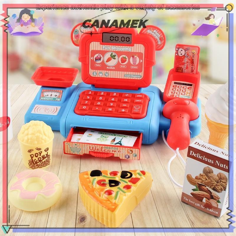 CANAMEK 1 Bộ Mua Sắm Thu Ngân Chơi Đồ Chơi Bộ Trò Chơi Cho Trẻ Em Máy Tính Tiền Playset Siêu Thị Thanh Toán Đồ Chơi Có Âm Thanh Và Ánh Sáng CSF