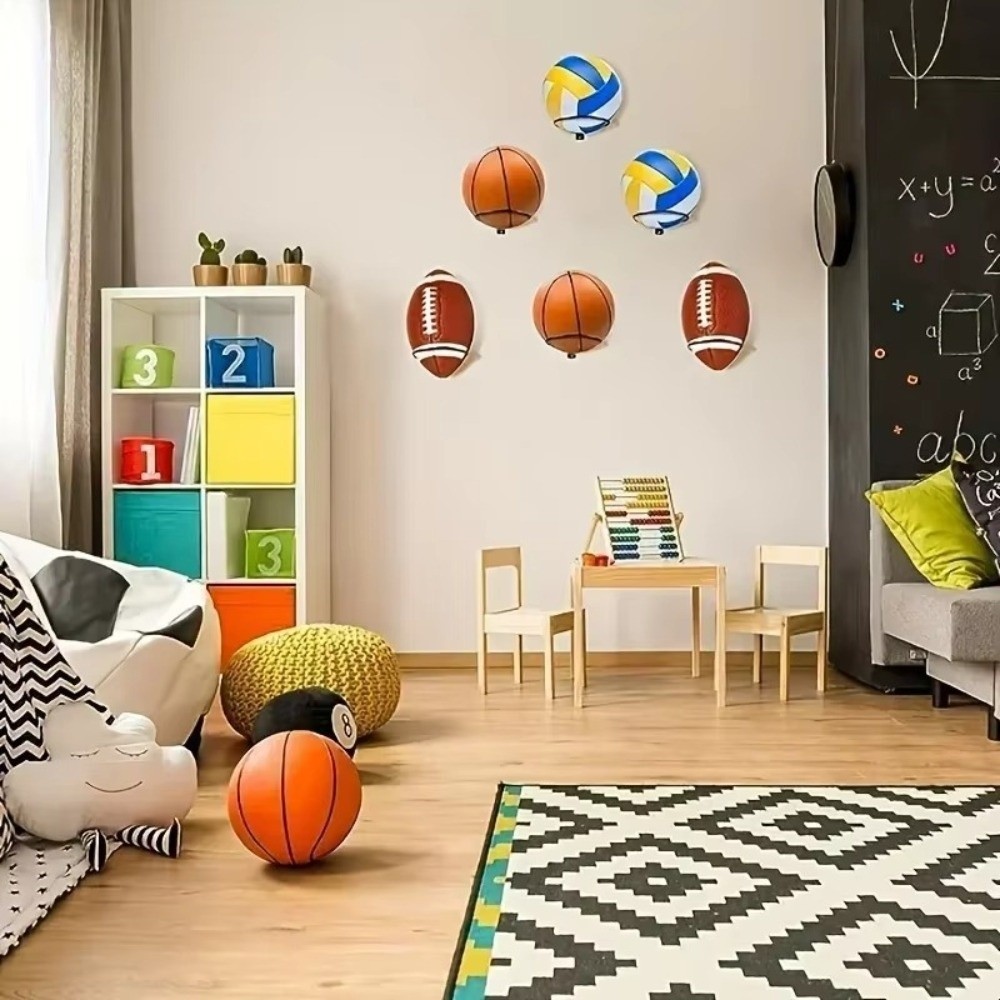 Chân đế trưng bày thể thao JIGK, giá treo tường kim loại bền cho bóng rổ, bóng chuyền