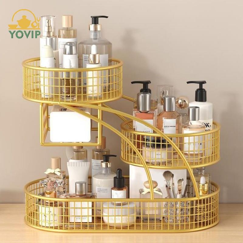 YOVIP 1 Nhẹ Sơn Kim Loại Hộp Đựng Mỹ Phẩm Lắp Đặt Trang Điểm Giá Để Đồ Trang Điểm Hiện Đại Vanity Kệ Để Bàn VN
