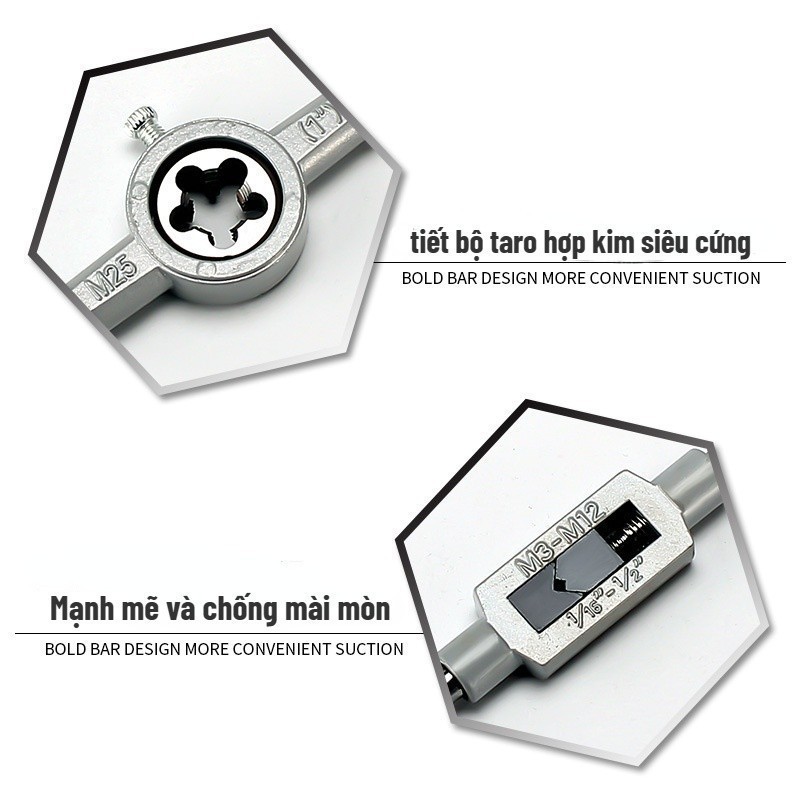 [COD] Bộ tay quay taro tạo ren trong và ngoài 20 chi 40 chi tiết bộ taro hợp kim siêu cứng taro ren ngoài