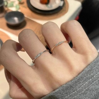 Nhẫn bạc nữ lấp lánh zircon dễ điều chỉnh phong cách Hàn Quốc với thiết kế xếp chồng đa năng và ánh sáng tinh tế