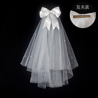Veil cô dâu nơ đôi thanh lịch - Mũ cưới ren lãng mạn có lược