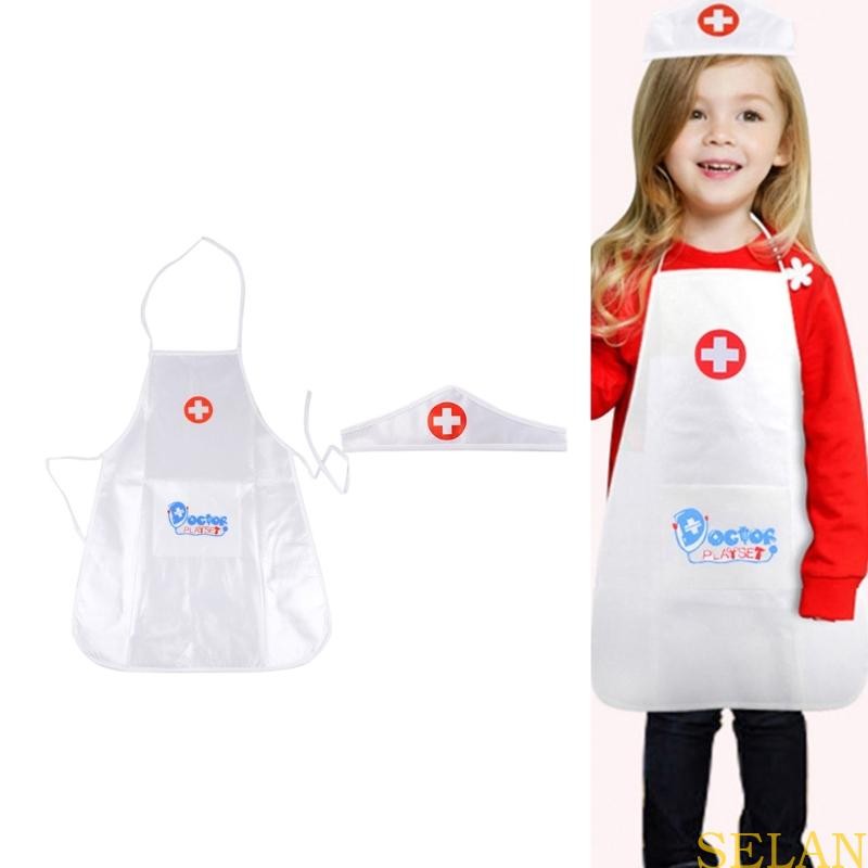 Trang phục ngày nghề nghiệp SELA cho trẻ em Tạp dề bác sĩ bền bỉ và băng đô giả vờ Bộ đồ chơi