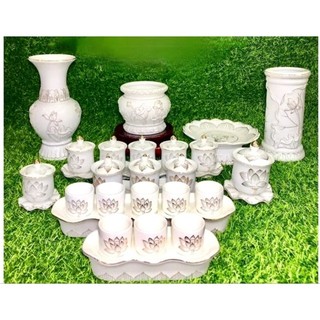 Bộ thờ cúng gốm sứ hoa sen cao cấp tài địa gia tiên phật giáo