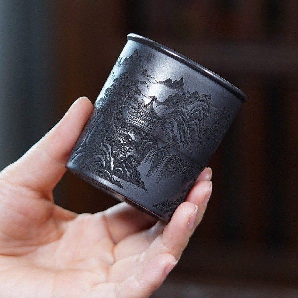 Chén Tử Sa Nghi Hưng Quan Sơn Dùng Thưởng Trà Dung Tích 150 ml (Chén Chủ Nhân, Nguyên Khoáng Thạch Hoàng)