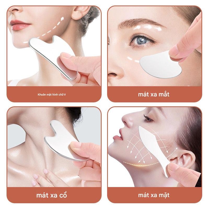 Máy Tiêu Chuẩn - Bảng Cạo Bằng Thép Không Gỉ Gua Sha Công Cụ Nâng Cơ Mặt Làm Săn Chắc Da Mát Xa Mặt Làm Đẹp Máy Mát X...