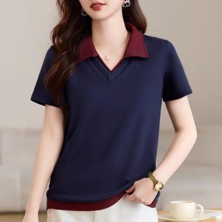 Cổ Áo Polo Tay Ngắn Cho Nữ, Phong Cách Hàn Quốc, Bằng Cotton Nguyên Chất, Thích hợp Mặc Mùa Hè