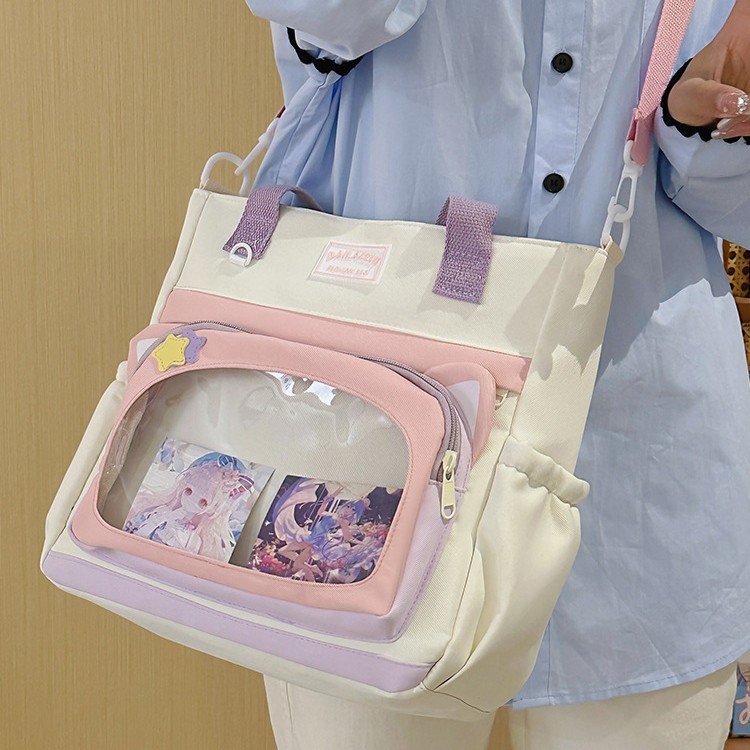 Túi Tote Xu Hướng mới Tương Phản Màu Dễ Thương Dung Tích Lớn