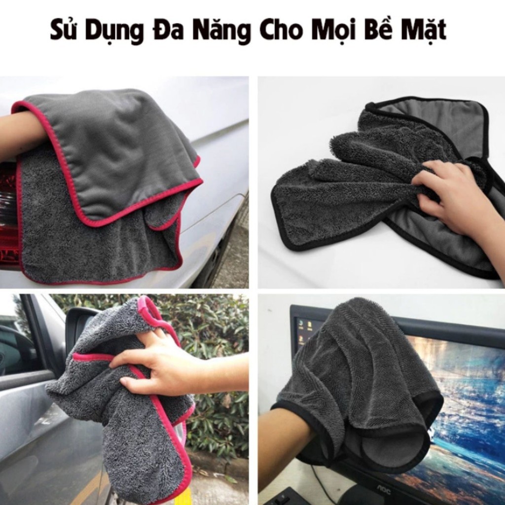 Khăn lau xe Superfine Fiber 650gsm siêu thấm hút, chống trầy xước dùng cho xe máy & Ô tô