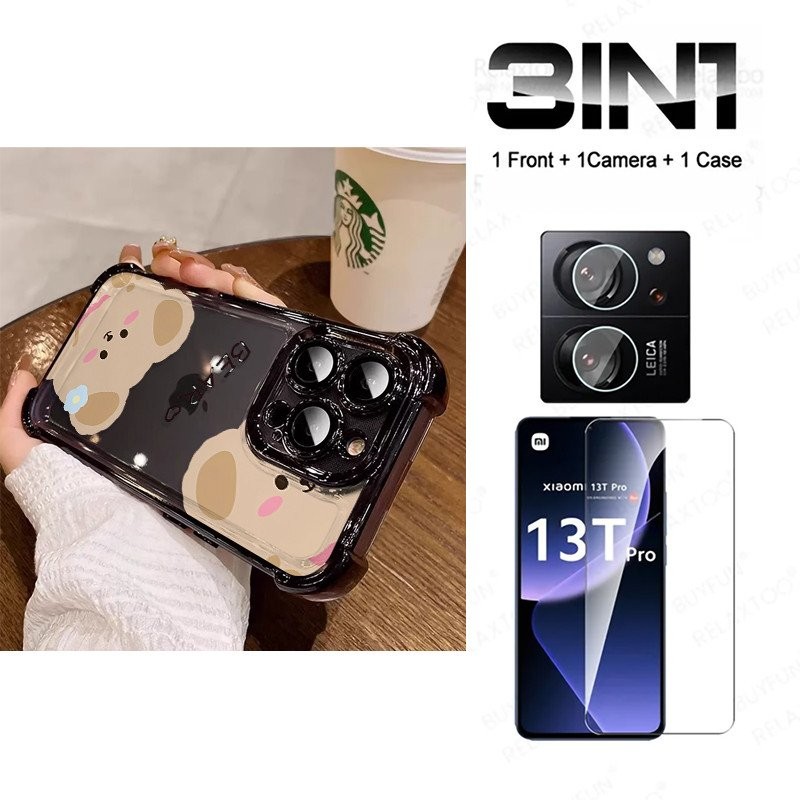 Ốp Lưng Gấu Hoa 3 In1 Cho Oneplus Ace 3 Pro 3V Ace 2 Pro Racing 11 12 12R Oneplus Ace3Pro Ốp Lưng Điện Thoại Mềm Chống Rơi Vỏ Bảo Vệ Dễ Thương UE9G 1EGZ
