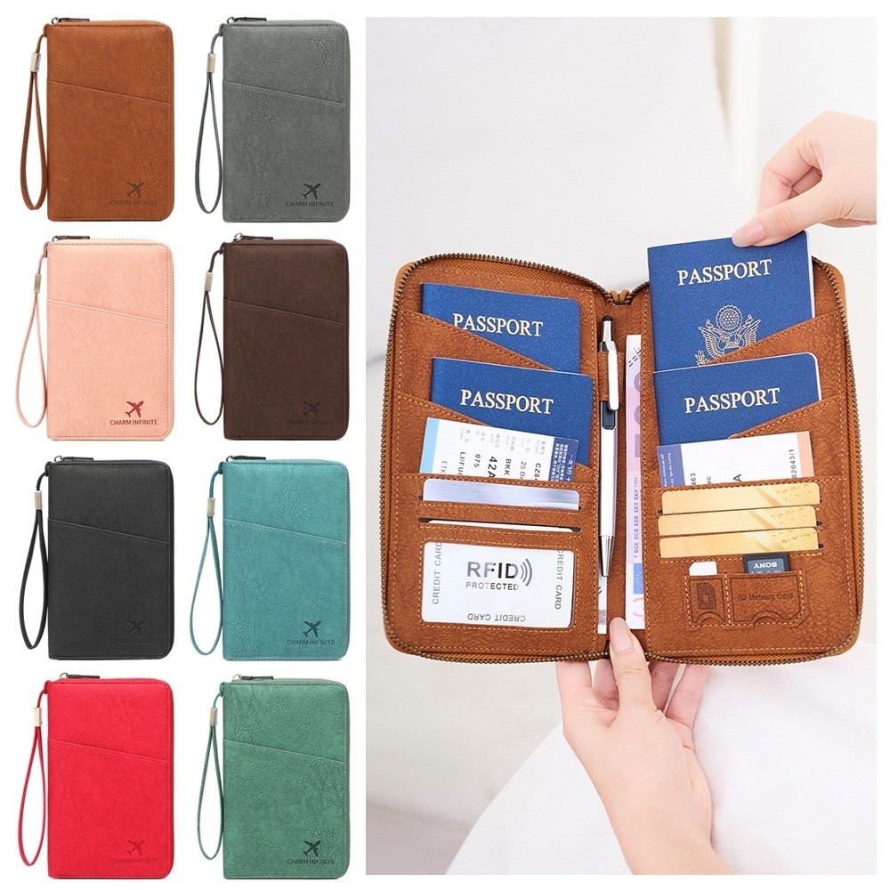 HOBBYIN ​Tổ chức tài liệu du lịch​, ​Đóng cửa dây kéo dài​ ​Bền bỉ​ ​Hộp đựng hộ chiếu chặn RFID​, Bảo vệ RFID chống trộm​ ​Nhiều khe cắm thẻ​ ​Ví nhiều hộ chiếu​