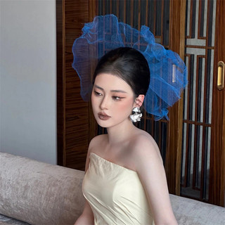 Mạng che mặt màu xanh Klein, thiết kế thời trang, phù hợp cho cô dâu
