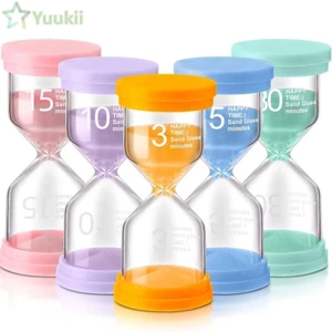 Đồng hồ cát đầy màu sắc YUUKII, Thủy tinh Borosilicate cao 3 / 5 / 10 / 15 / 30 phút cát, sáng tạo Màu Macaron chắc chắn Đồng hồ cát bền bỉ cho trẻ em