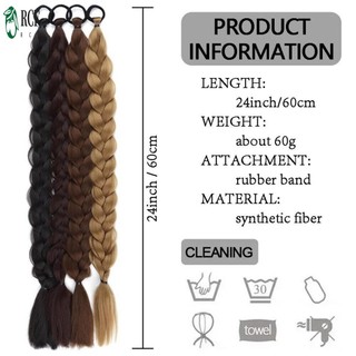 Bộ tóc giả đuôi ngựa bện 24 inch, tóc tổng hợp mềm mại, dùng hàng ngày cho nữ và bé gái