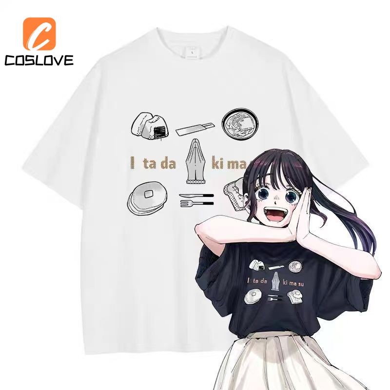Áo thun cosplay Kaoruhana Waguri Kaoruko màu đen trắng, tay ngắn - Thời trang mùa hè cho bé gái