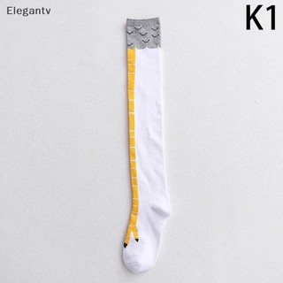 EGN Tất gà chân nữ dài đến đầu gối, họa tiết hoạt hình ngộ nghĩnh, chất liệu cotton với thiết kế 3D