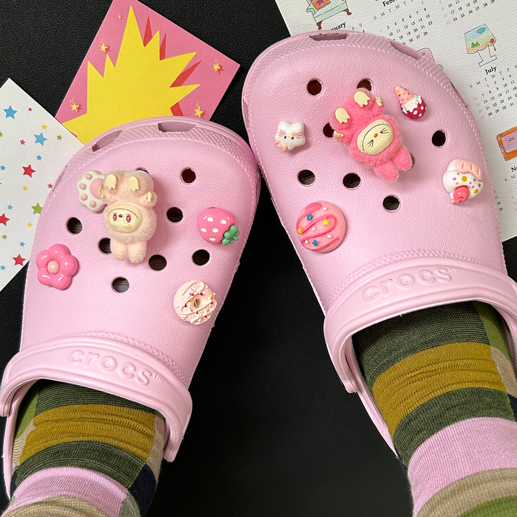 Phụ kiện giày Crocs Bubble Mart, khóa hoa Labubububupu dễ thương, tháo rời, cao cấp