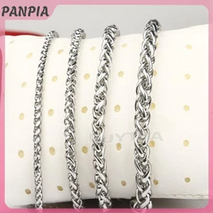 Vòng cổ chuỗi lúa mì bằng thép không gỉ màu bạc PNPIA-3 / 4 / 5 / 6MM