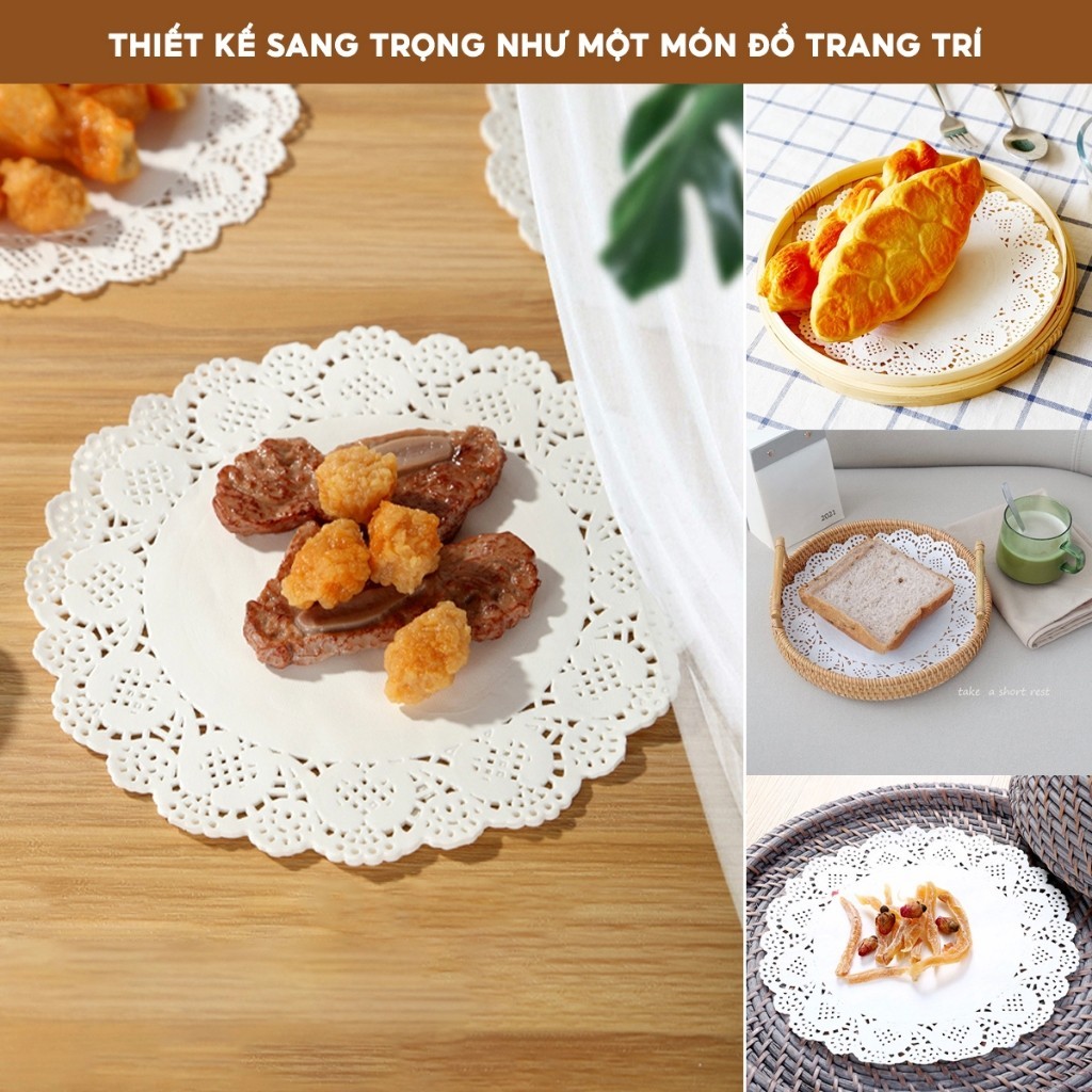 COMBO 140 Giấy Thấm Dầu Ăn Lót Bánh Giấy Nến Đục Lỗ Tròn Thấm Dầu Mỡ Chiên Dán Nồi Chiên