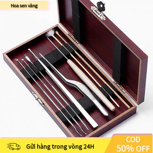 【24H】Bộ Lấy Ráy Tai Đa Năng 8 Món Bằng Thép Không Gỉ, Nhíp Và Móc Ráy Tai Đủ Kích Cỡ, Đựng Trong Hộp Kim Loại Gọn Gàng