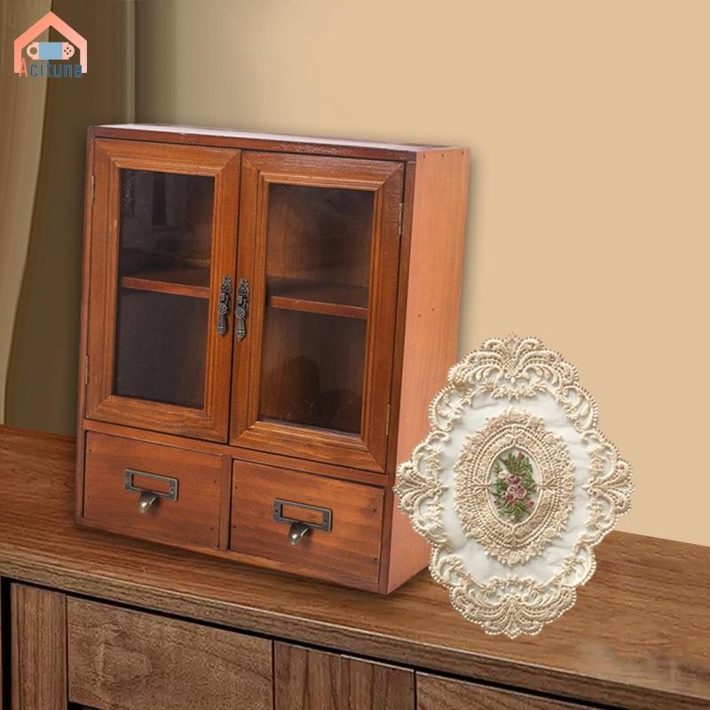 Tủ Bảo Quản Bằng Gỗ Có Ngăn Gỗ Đa Năng Kệ Trang Điểm Cổ Điển Để Bàn Sắp Xếp Cho Phòng Tắm Văn Phòng Tại Nhà