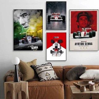 Áp phích đua xe Ayrton Senna Formula One, tranh canvas, áp phích in, nhà, phòng ngủ, trang trí phòng khách, quà tặng