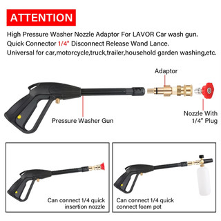 Cút nối nhanh 1/4 inch máy rửa xe châu Âu, combo vòi xịt màu và bình bọt tuyết làm sạch mạnh mẽ
